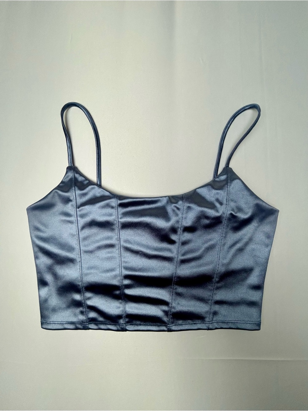 Aéropostale Blue Satin Spaghetti Strap Cami Crop Tank Top M